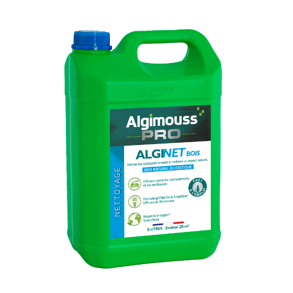 Nettoyant Rénovateur Bois Naturel et Exotique AlgiNet Bois, 5 litres