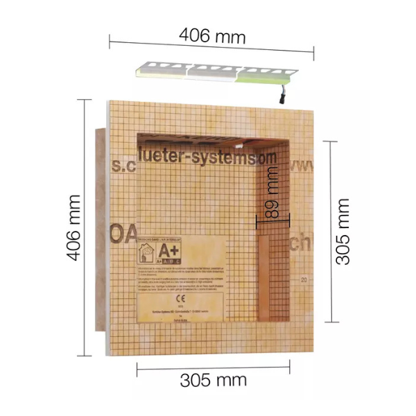 Niche de Douche + Led Schlüter-Kerdi-Board-NLT 305 x 305 mm
