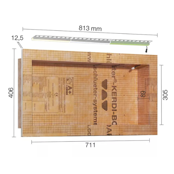 Niche de Douche + Led Schlüter-Kerdi-Board-NLT 711 x 305 mm