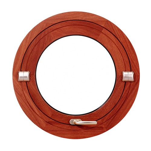 Oeil de boeuf basculant en bois exotique, rond diamètre 50 cm