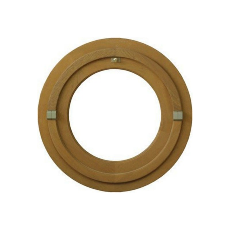 Oeil de boeuf vitré rond en bois exotique, diamètre 50 cm