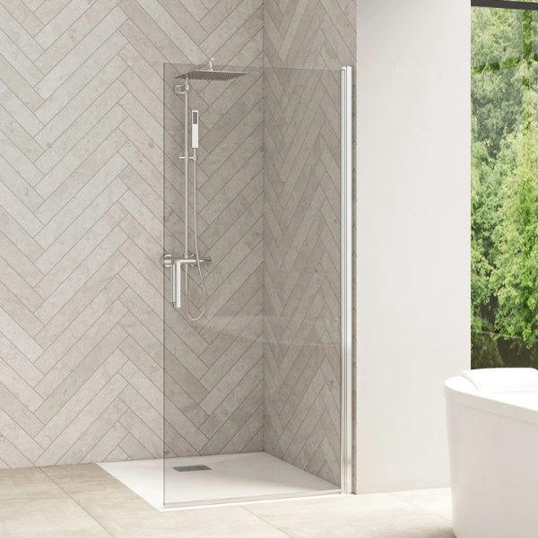 Paroi de Douche Kinedo Solo Design+ Blanc grainé, 140 x 200 cm