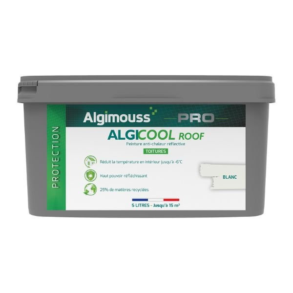 Peinture Anti-chaleur pour Toiture Algicool Roof Blanc 9010 Seau de 5L