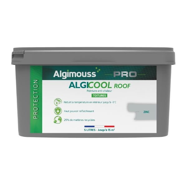 Peinture Anti-chaleur pour Toiture Algicool Roof Zinc, Seau de 5L