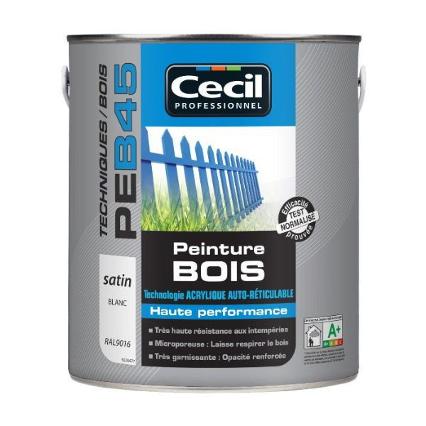 Peinture Bois Cecil PE B45 Blanc Satin 0,5L 