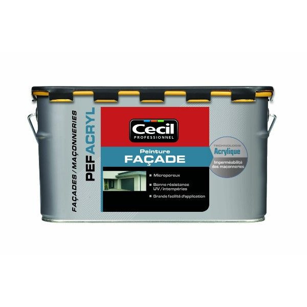 Peinture Façade Acrylique Imperméable Cecil PEF ACRYL Blanc 2,5L