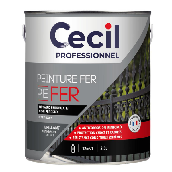 Peinture Fer Extérieur Haute Durabilité Cecil PE FER Anthracite 2,5L