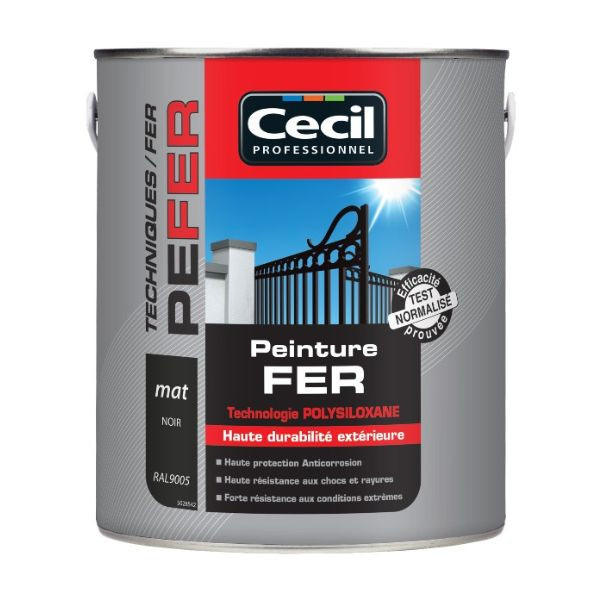 Peinture Fer Extérieur Haute Durabilité Cecil PEFER Noir Brillant 2,5L