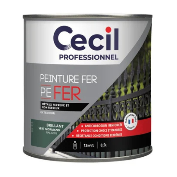Peinture Fer Extérieur Haute Durabilité Cecil PE FER Vert Normand 0,5L