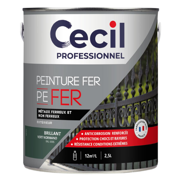 Peinture Fer Extérieur Haute Durabilité Cecil PE FER Vert Normand 2,5L