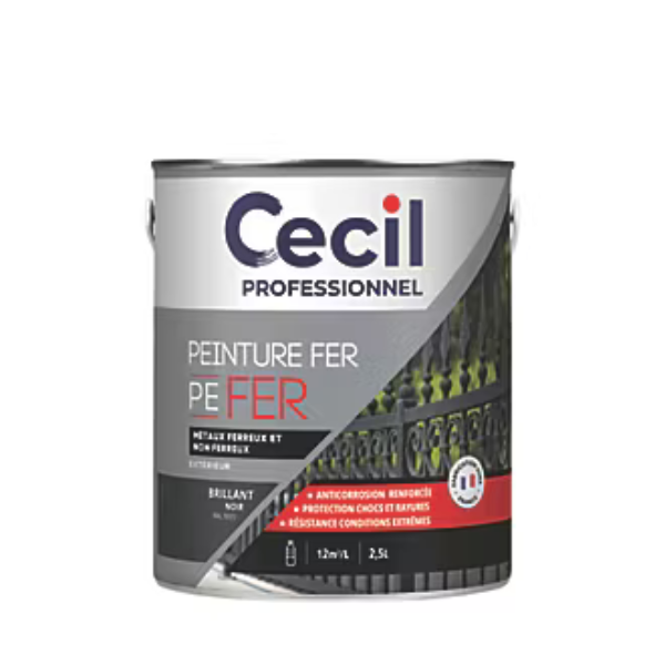 Peinture Fer Extérieur Haute Durabilité Cecil PEFER Noir Brillant 2,5L