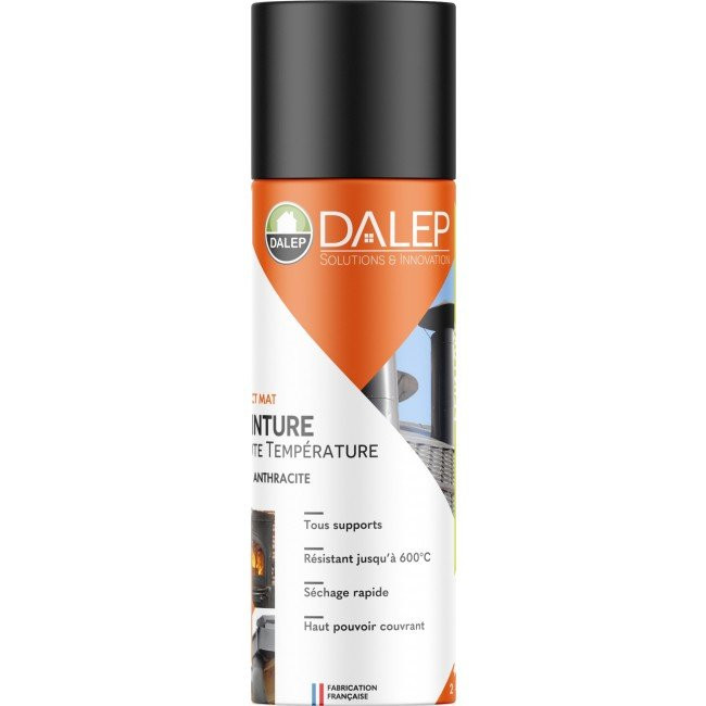 Peinture Aérosol Haute Température Dalep Noir Anthra Aspect Mat 400ml
