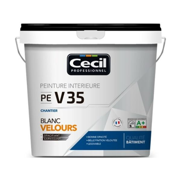 Peinture Intérieur Chantier Cecil PE V35 Blanc Velours 15L