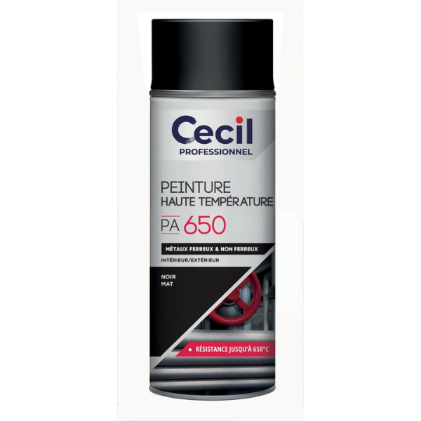 Peinture Résistance Haute Température Cecil PA 650 Noir Mat 400ml