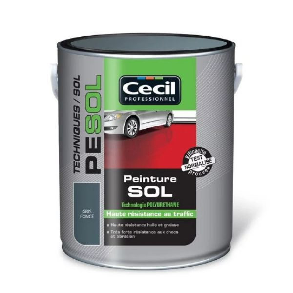 Peinture Sol Haute Resistance au Trafic Cecil PE SOL Gris Foncé 0,5L