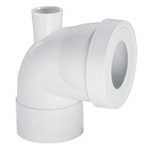 Pipe WC Coudée Rigide Wirquin Ø100 mm Femelle avec Piquage 71020202