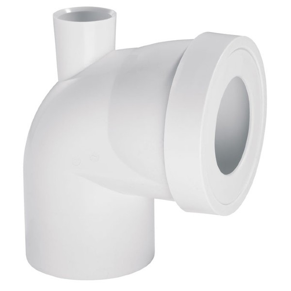 Pipe WC Coudée Rigide Wirquin Ø100 mm Mâle avec Piquage 71020201