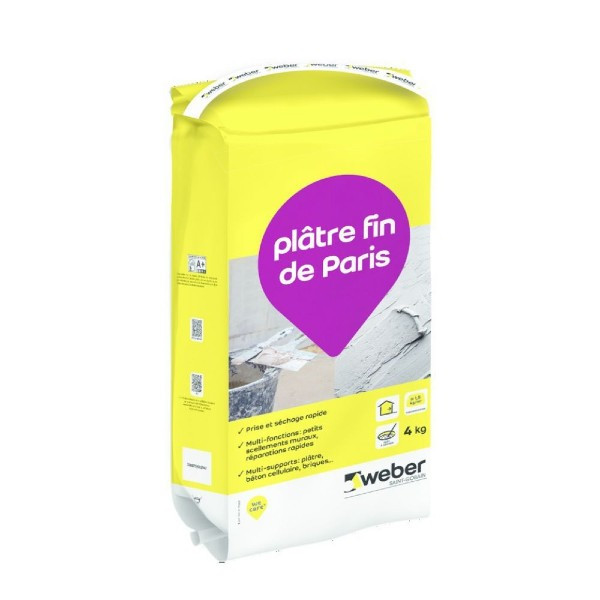 Plâtre fin de Paris Weber Blanc 4kg 