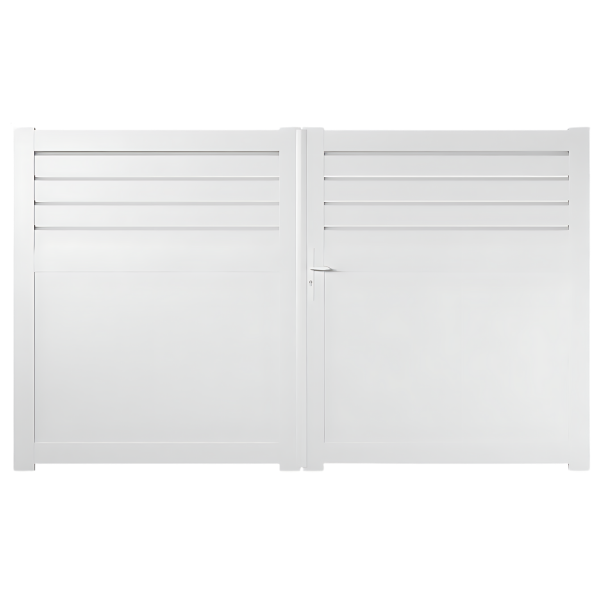 Portail Battant PVC Lames pleines Nancy Blanc, H 1,80