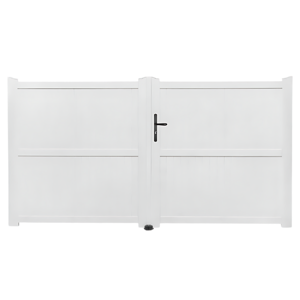 Portail Battant PVC Lames pleines Nantes Blanc, H 1,80