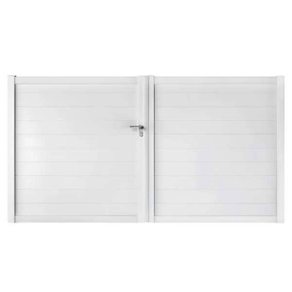 Portail Battant PVC Lames pleines Paris Blanc, H 1,40