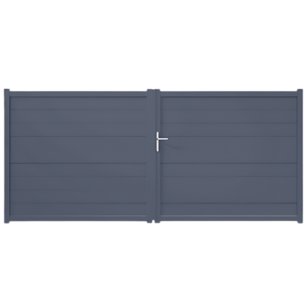 Portail Battant PVC Lames pleines Paris Gris 7016 Structuré H 1,60