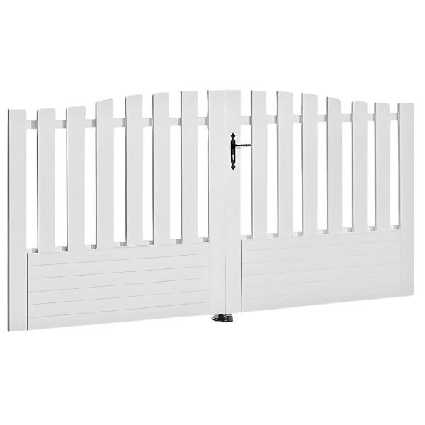 Portail Battant PVC Lames semi-ajourées Aix Blanc, H 1,45