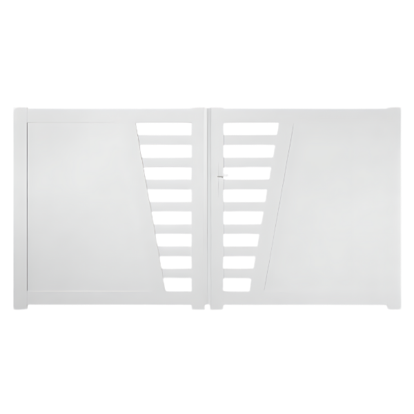 Portail Battant PVC Lames semi-ajourées Cannes Blanc, H 1,60