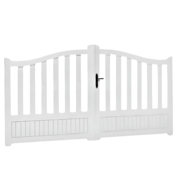 Portail Battant PVC Lames semi-ajourées Lux Blanc, H 1,45