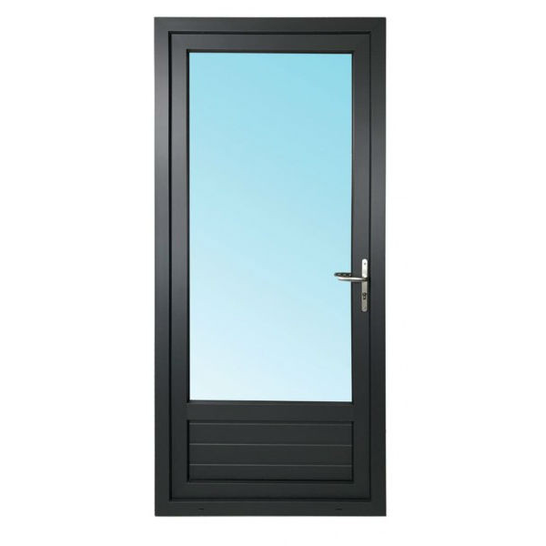 Porte Fenêtre 1 Vantail PVC Gris 7016 215x80 cm  Tirant Gauche