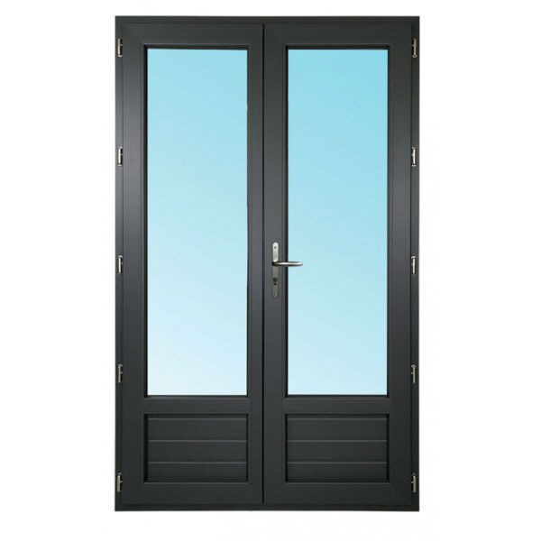 Porte Fenêtre PVC 2 Vantaux 215 x 140 cm Gris