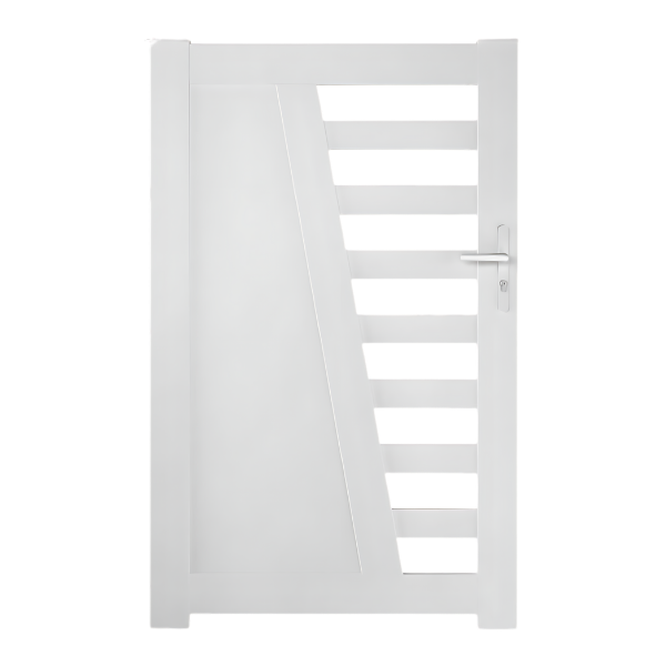 Portillon PVC Lames semi-ajourées Cannes 9016, H 1,60 x 1m