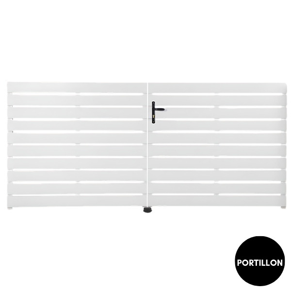 Portillon PVC Lames semi-ajourées Metz Blanc, H 1,40 x 1 m