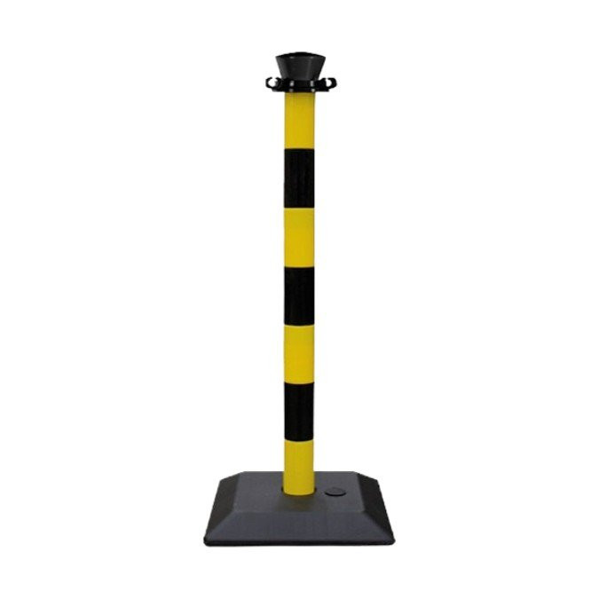 Poteau de Balisage PVC H95cm + Base Lestée Viso PPC40NJ, Noir/Jaune