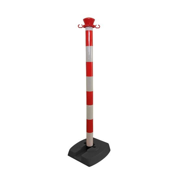 Poteau Pliant PVC H95cm + Base Vide Viso PPC500RB, Rouge/Blanc