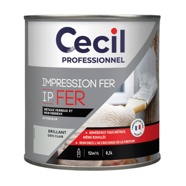Primaire Metal Anti-Corrosion Cecil IP FER Gris Brillant 0,5L