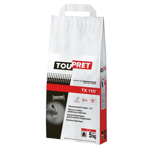 Enduit de Rebouchage en Poudre Toupret TX110 Extra Blanc Sac 5 kg