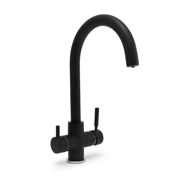 Robinet Mitigeur 3 Voies Col de Cygne Gliano BR301, Noir Mat