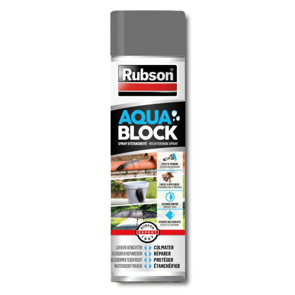 Spray Aquablock Gris pour Revêtement Extérieur Rubson, 300ml