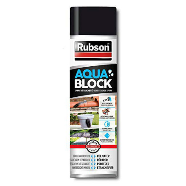Spray Aquablock Noir pour Revêtement Extérieur Rubson, 300ml