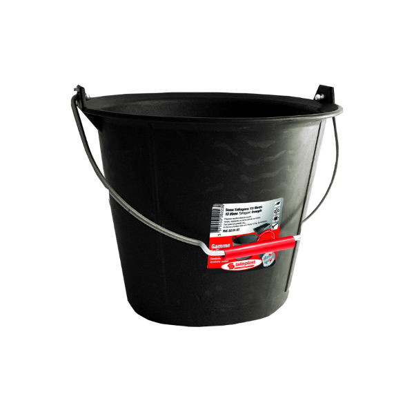 Seau de Maçon Plastique Noir Taliagom 13 litres Anse 5,3 mm