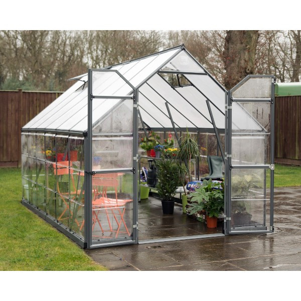 Serre de Jardin Polycarbonate Alu Canopia Balance Hybrid 14,4 m² Gris