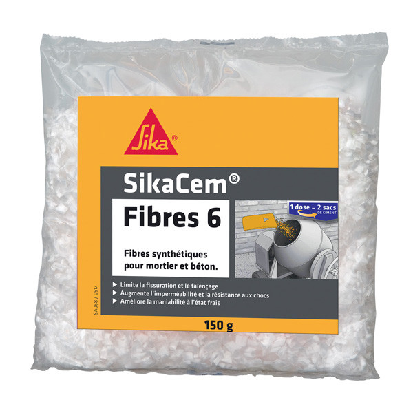 Sikacem Fibres 6 renforcement Mortiers et Bétons, 150g