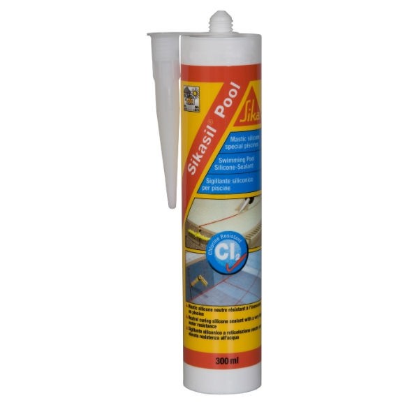 Mastic silicone pour piscine SIKASIL-Pool blanc cartouche de 300 ml