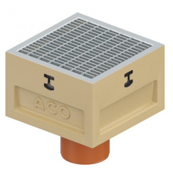 Siphon de Sol B125 ACO Europoint Grille Galva Caillebotis 25x25 H210mm