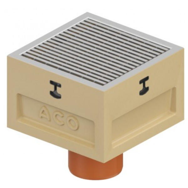 Siphon de Sol A15 ACO Europoint Grille Inox Caillebotis 25x25, H 210mm