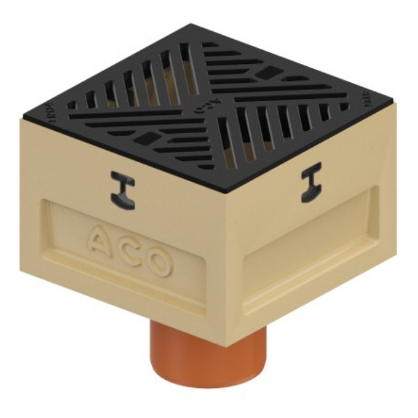 Siphon de Sol B125 ACO Europoint Grille Passerelle Fonte 25x25, H210mm