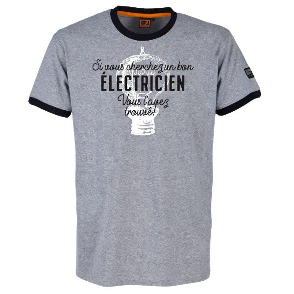 Tee-shirt Bosseur Electricien Gris-chiné