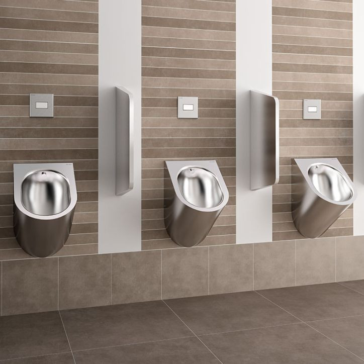 Urinoir suspendu Inox 304 Delabie Delta satiné 134770 Alim arrière