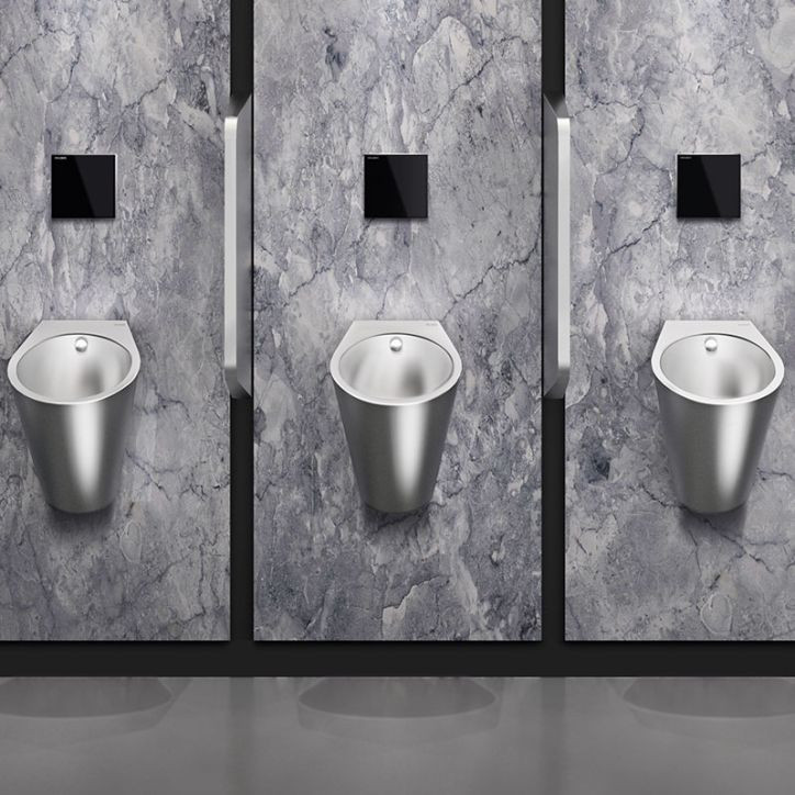 Urinoir suspendu Inox 304 Delabie Fino Satiné 135710 Alim encastrée